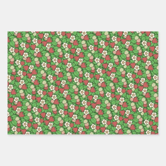 Erdbeerhintergrundmuster Geschenkpapier Set (Vorderseite)