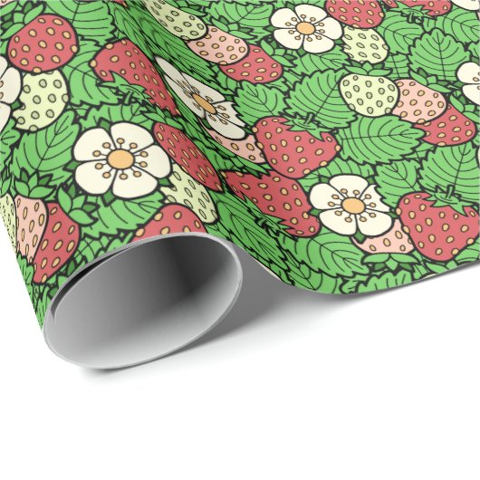 Erdbeerhintergrundpapier Geschenkpapier (Rolleneckpunkt)