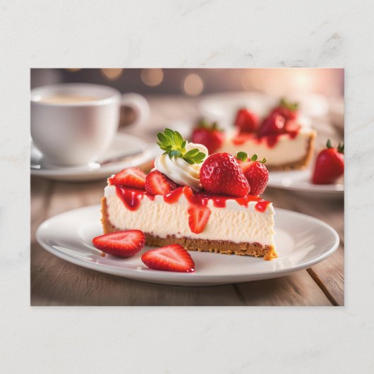 Erdbeerkäsekuchen Postkarte (Vorderseite)