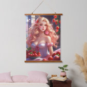 Erdbeerkönigin Wood Topped Wall Tapestory Wandteppich Mit Holzrahmen (Schlafzimmer)