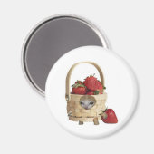 Erdbeerkorb Katze Magnet (Vorderseite/Rückseite)