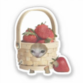 Erdbeerkorb Katzenaufkleber Aufkleber (Vorderseite)