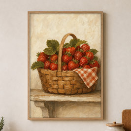Erdbeerkorb-Wasserfarben-Cottagecore-Plakat Poster