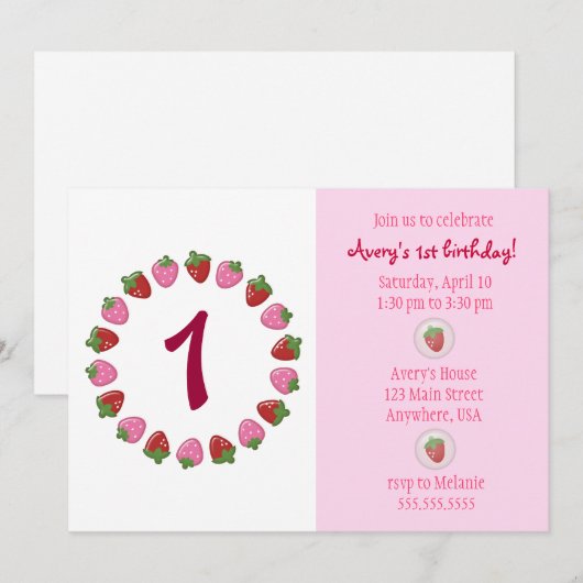 Erdbeerkreis-Einladung Einladung (Vorne/Hinten)