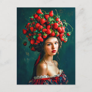 Erdbeerkronen-Barock-Lady Feiertagspostkarte