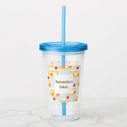 Erdbeerkuchen Acryltrinkbecher (Vorderseite)