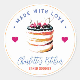 Erdbeerkuchen aus Liebe Küche Bäckerei Runder Aufkleber