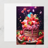 Erdbeerkuchen Feiertagskarte (Vorne/Hinten)