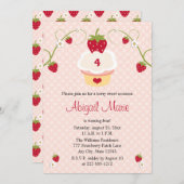 Erdbeerkuchen-Geburtstags-Einladung irgendein Einladung (Vorne/Hinten)