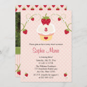 Erdbeerkuchen-Geburtstags-Foto-Einladung Einladung (Vorne/Hinten)