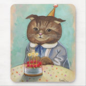Erdbeerkuchen-Geburtstags-Miezekatze Mousepad (Vorne)
