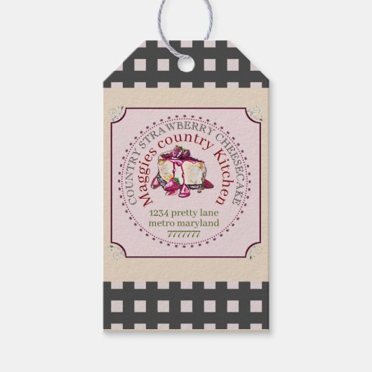 Erdbeerkuchen Geschenkanhänger (Vorderseite)