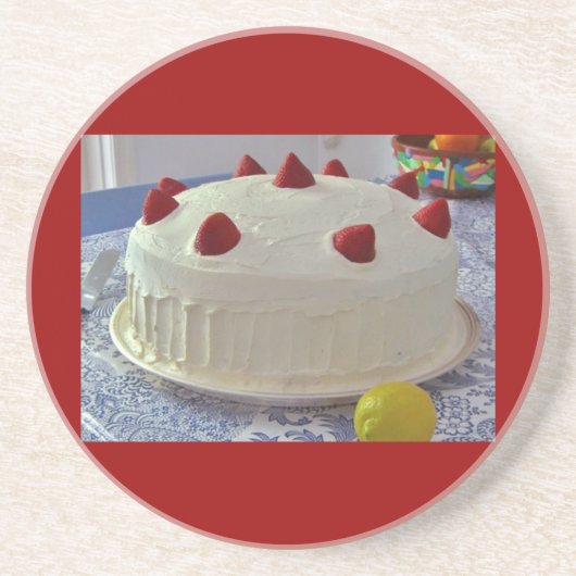 Erdbeerkuchen Getränkeuntersetzer (Vorne)