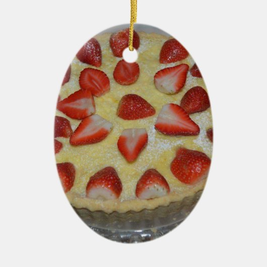 Erdbeerkuchen Keramik Ornament (Vorne)