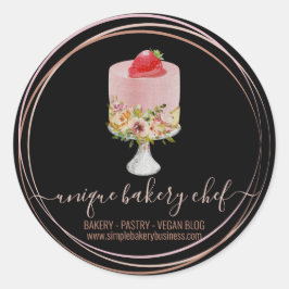 Erdbeerkuchen Koch rosa schwarz Runder Aufkleber