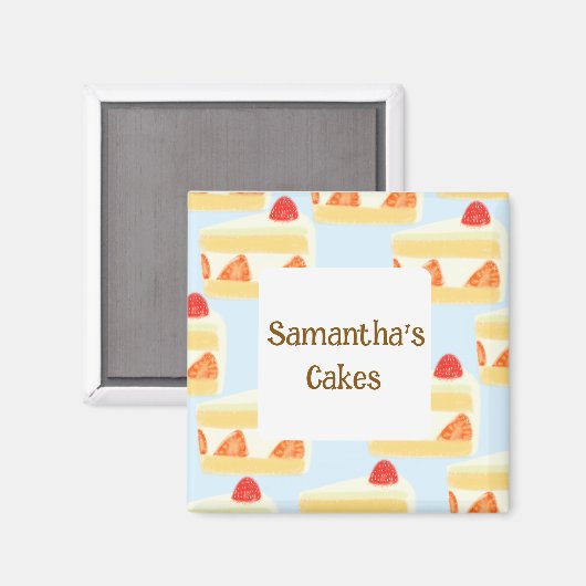 Erdbeerkuchen Magnet (Vorderseite/Rückseite)