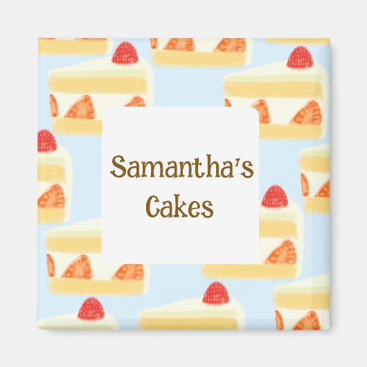 Erdbeerkuchen Magnet (Vorne)