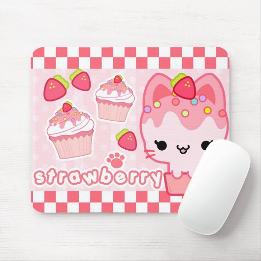 Erdbeerkuchen-Miezekatze Mousepad (Mit Mouse)