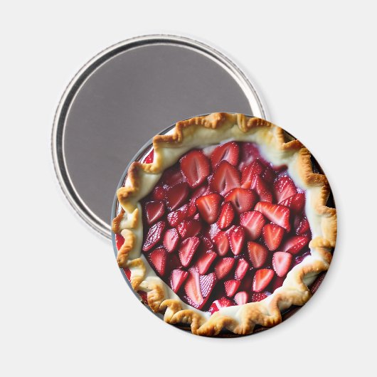 Erdbeerkuchen mit Crust Magnet (Vorderseite/Rückseite)