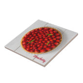 Erdbeerkuchen mit Minze aus weißem Holz Fliese (Seite)