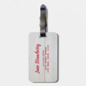 Erdbeerkuchen mit Minze aus weißem Holz Gepäckanhänger (Rückseite vertikal)