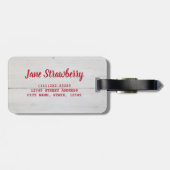 Erdbeerkuchen mit Minze aus weißem Holz Gepäckanhänger (Rückseite horizontal)