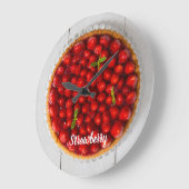 Erdbeerkuchen mit Minze aus weißem Holz Große Wanduhr (Winkel)