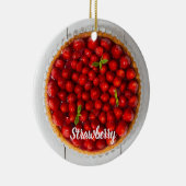 Erdbeerkuchen mit Minze aus weißem Holz Keramik Ornament (Rechts)