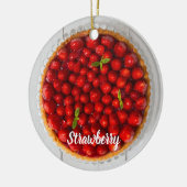 Erdbeerkuchen mit Minze aus weißem Holz Keramik Ornament (Links)