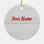 Erdbeerkuchen mit Minze aus weißem Holz Keramik Ornament (Hinten)