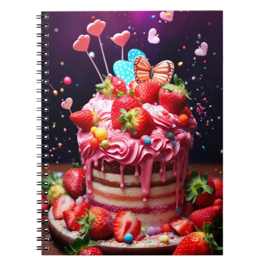Erdbeerkuchen Notizblock (Vorderseite)