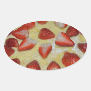 Erdbeerkuchen Ovaler Aufkleber