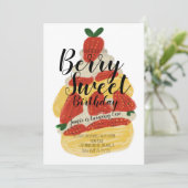 Erdbeerkuchen Party Einladung (Stehend Vorderseite)