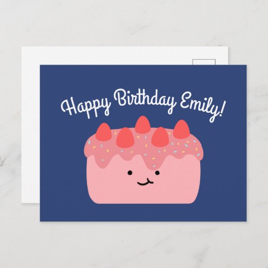 Erdbeerkuchen Postkarte (Vorne/Hinten)