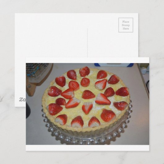 Erdbeerkuchen Postkarte (Vorne/Hinten)