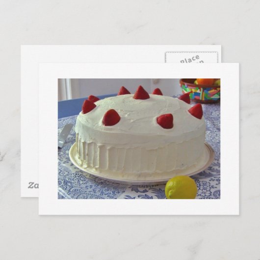 Erdbeerkuchen Postkarte (Vorne/Hinten)
