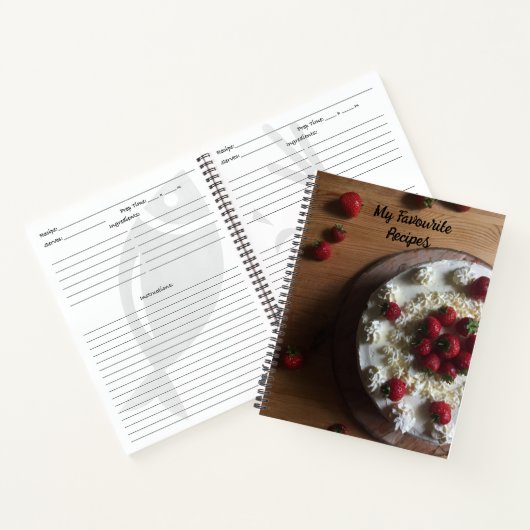 Erdbeerkuchen, Rezeptbuch Notizblock (Innenseite)