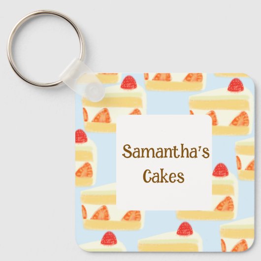 Erdbeerkuchen Schlüsselanhänger (Vorderseite)