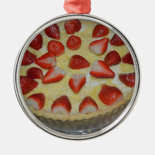 Erdbeerkuchen Silbernes Ornament
