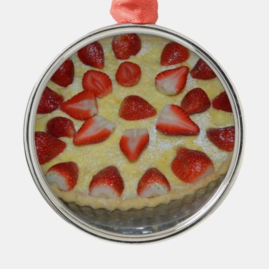 Erdbeerkuchen Silbernes Ornament (Vorne)