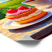 Erdbeerkuchen und Kaffee Freude Poster (Ecke)