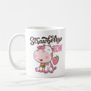 Erdbeerkuh Kawaii Kuh niedliche Kuh rosa Druck Kaffeetasse