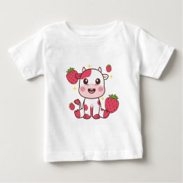 Erdbeerkuh, Niedliche Kuh, rosa Kuh Haustier Baby T-shirt