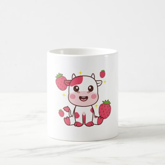 Erdbeerkuh, Niedliche Kuh, rosa Kuh Haustier Kaffeetasse (Mittel)