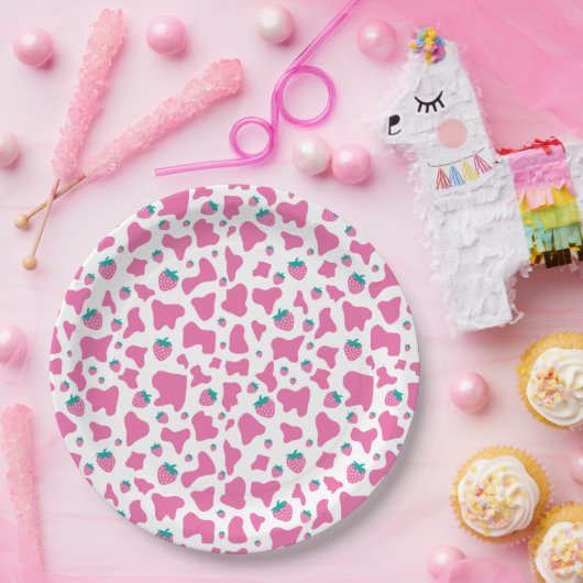 Erdbeerkuh Pappteller (Party)