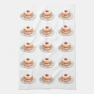 Erdbeerkurzgebäck-Dessert im Vintage-Stil Geschirrtuch