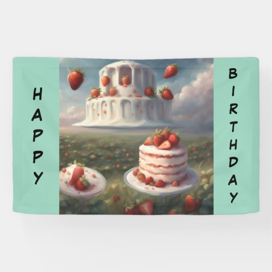 Erdbeerkurzgebäck-Happy-Birthday- Banner (Horizontal)