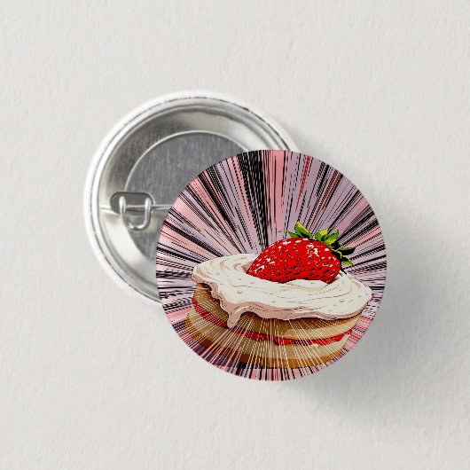 Erdbeerkurzgebäck Nostalgie Button (Vorne & Hinten)