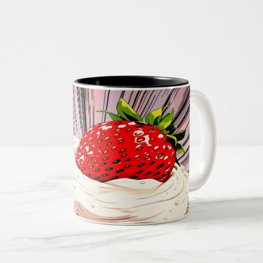 Erdbeerkurzgebäck Nostalgie Zweifarbige Tasse (VorderseiteRechts)