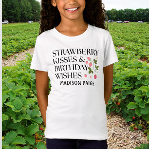 Erdbeerküsse Mädchen Geburtstagswünsche Rosa T-Shirt